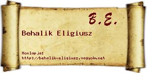 Behalik Eligiusz névjegykártya